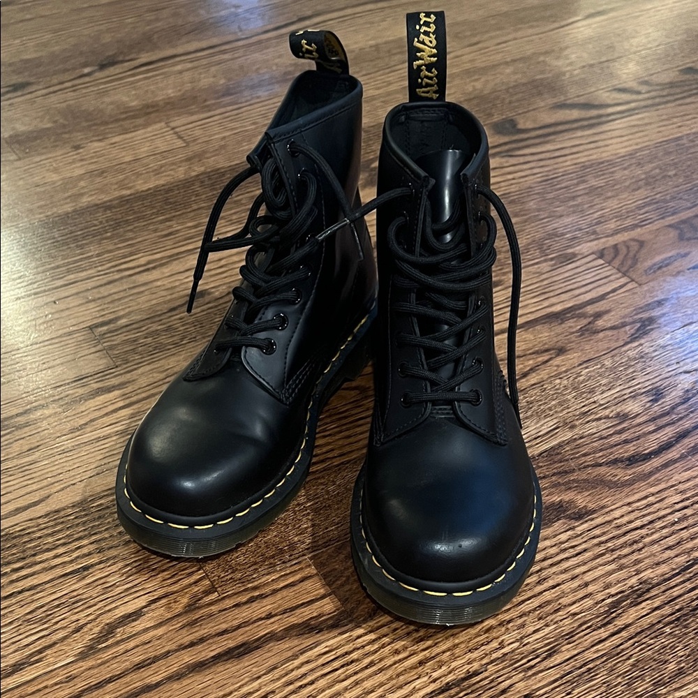 Dr. Martens Black Boots with Yellow Stitching